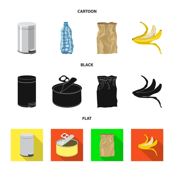 Ilustração vetorial do sinal de lixo e lixo. Conjunto de resíduos e ícone de vetor de resíduos para estoque . — Vetor de Stock