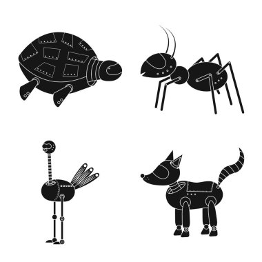 Oyuncak ve oyuncak simgesinin vektör Illustration. Stok için oyuncak ve mekanizma vektör simgesi seti.