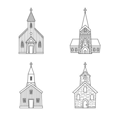 Mimari ve inanç işareti izole nesne. Mimarlık ve tapınak stok vektör illüstrasyon koleksiyonu.