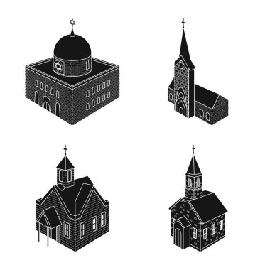Bucak ve inanç logosunun izole nesnesi. Bucak ve yapı stok vektör illüstrasyon koleksiyonu.
