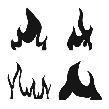 Yanan ve orman yangını simgesinin izole nesnesi. Yanan ve kırmızı stok vektör illüstrasyon seti.