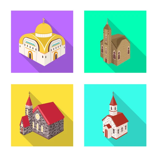 Vector illustratie van tempel en historisch teken. Verzameling van tempel en geloof vector icoon voor voorraad. — Stockvector