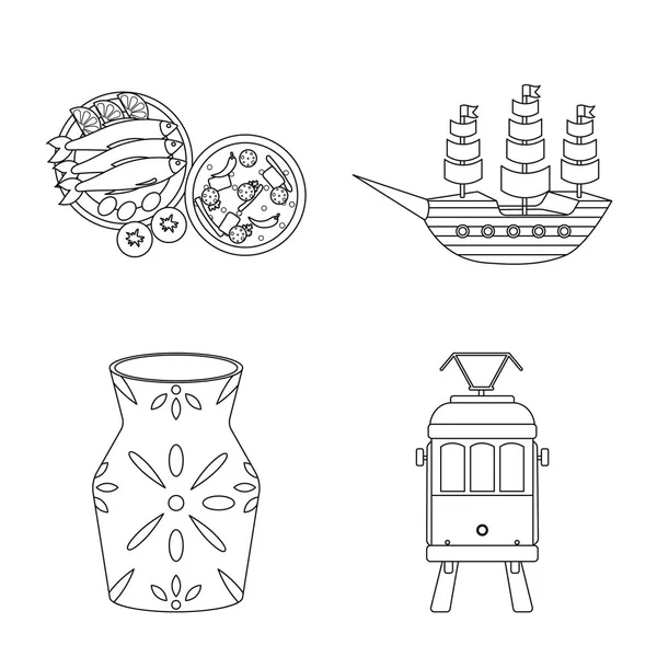 Diseño vectorial del turismo e icono emblemático. Colección de turismo e ilustración vectorial europea . — Archivo Imágenes Vectoriales