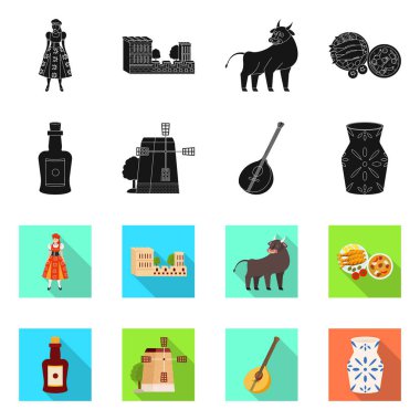 Vektör Illustration ve tarihi simge. Set ve ülke stok vektör illüstrasyon.