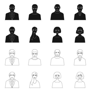 Saç modeli ve meslek simge vektör Illustration. Saç modeli ve karakter hisse senedi vektör çizim topluluğu.