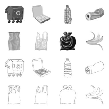 Çöp ve önemsiz Logo vektör Illustration. Web için çöp ve atık stok sembolü koleksiyonu.