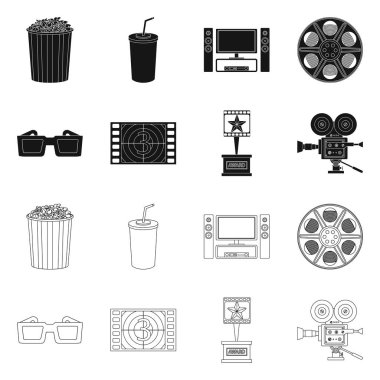 Televizyon ve işareti filme vektör çizimi. Televizyon ve hisse senedi için vektör simge ile ilgilenen koleksiyonu.