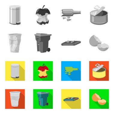 Çöp ve önemsiz logo yalıtılmış nesne. Çöp ve atık vektör simgesini hissenin koleksiyonu.