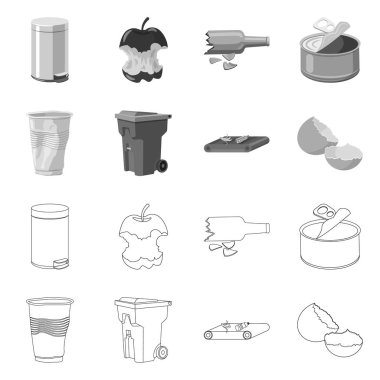 Çöp ve önemsiz logo izole nesne. Web için atık ve atık stok sembolünün toplanması.