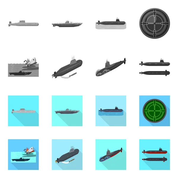 Objeto aislado de guerra y logotipo del barco. Colección de ilustración vectorial de guerra y flota . — Vector de stock