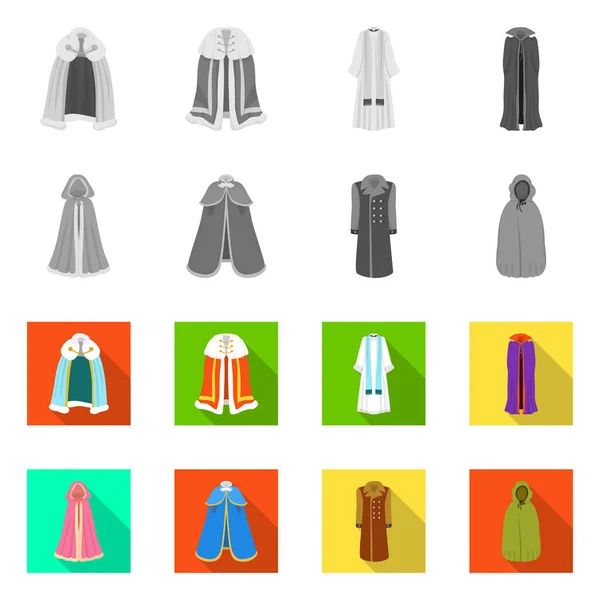 Ilustración vectorial del logotipo del material y la ropa. Conjunto de material y prendas de vestir símbolo de tela . — Vector de stock