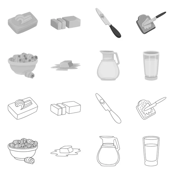 Isolé objet crémeux et logo du produit. Collection d'icônes crémeuses et vectorielles de ferme pour le stock . — Image vectorielle