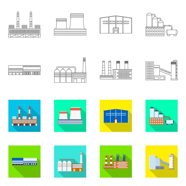 Vektor-Design der Produktion und Struktur Zeichen. Sammlung von Produktions- und Technologievektorsymbolen für Aktien. — Stockvektor