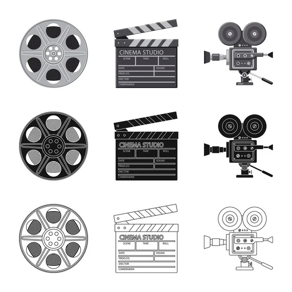 Isolated object of television and filming logo. Collection of television and viewing vector icon for stock. Stock Vector