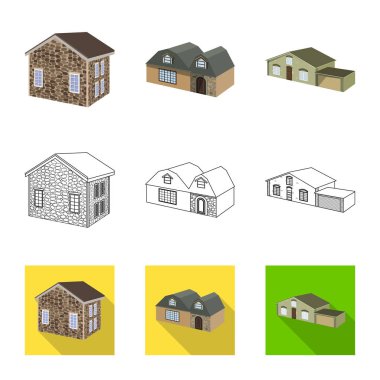 Cephe ve konut sembolü yalıtılmış nesne. Cephe ve altyapı vektör simgesini hissenin topluluğu.