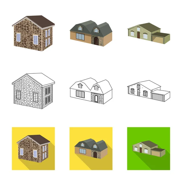 Isoliertes Objekt der Fassade und des Wohnungssymbols. Sammlung von Fassade und Infrastruktur-Vektor-Symbol für Aktien. — Stockvektor