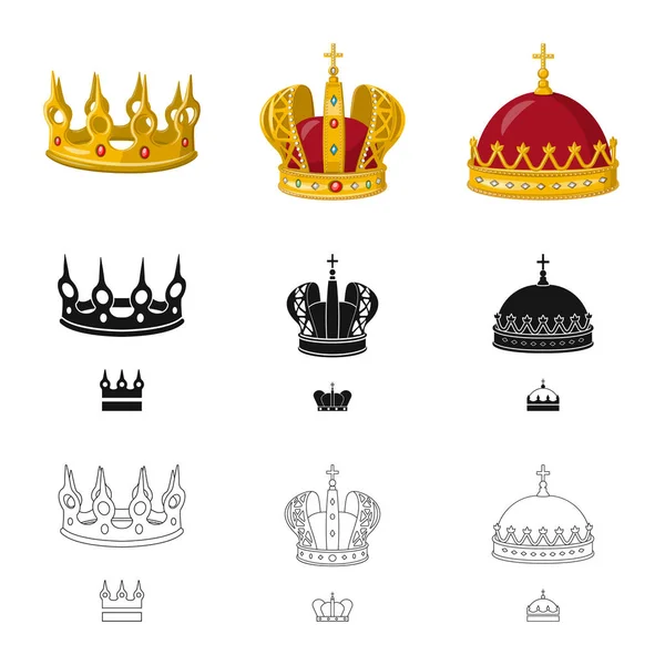 Vector illustration of medieval and nobility sign. Collection of medieval and monarchy stock symbol for web. — Stock Vector