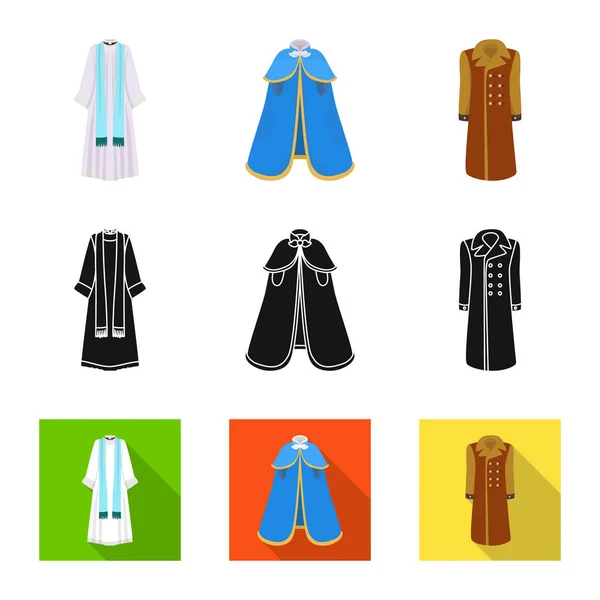 Ilustração vetorial de material e logotipo de vestuário. Conjunto de material e símbolo de estoque de vestuário para web . — Vetor de Stock
