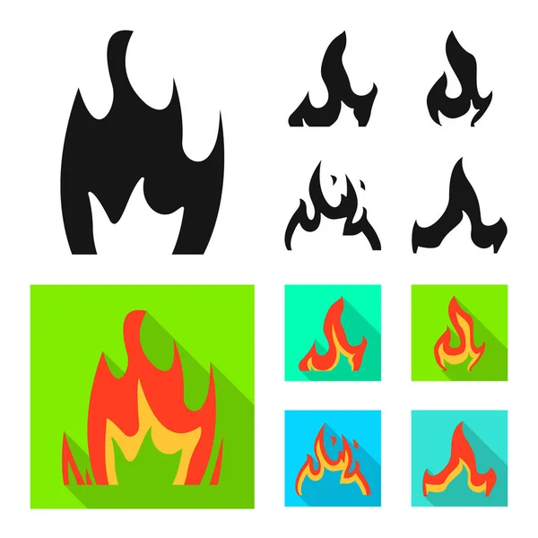 Ilustracja wektorowa jasnego i niebezpiecznego logo. Kolekcja jasnych i Wildfire ikona wektor do ręki. — Wektor stockowy