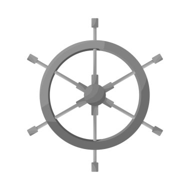 Tekerlek ve gemi logosunun izole nesnesi. Tekerlek ve navigasyon stok vektör illüstrasyon seti.