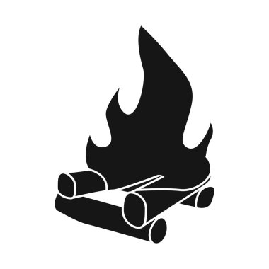 Şenlik ateşi ve yanan logo vektör tasarımı. Şenlik ateşi ve yakacak odun stok vektör illüstrasyon seti.