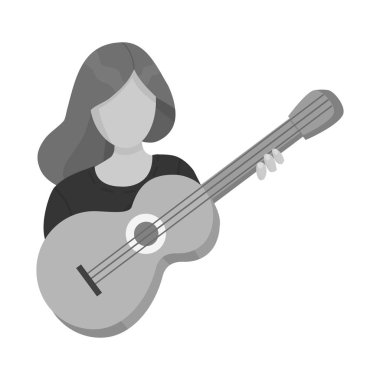 Kız ve gitar işareti Vektör illüstrasyon. Stok için kız ve kadın vektör simgesi koleksiyonu.