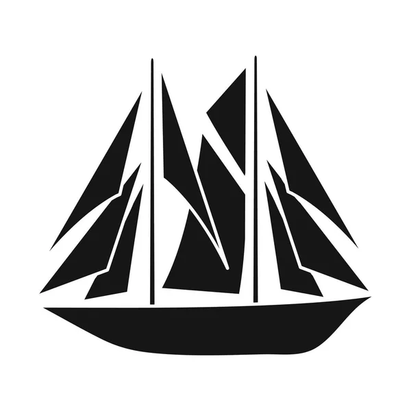 Vektor-Illustration von Yacht und Segel-Symbol. Sammlung von Yacht- und Regatta-Vektorsymbolen auf Lager. — Stockvektor