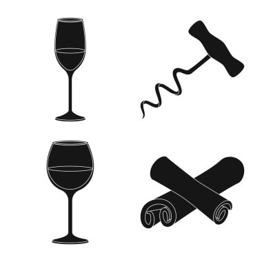 Doğanın yalıtılmış nesnesi ve ürün işareti. Stoklar için doğa ve şaraphane vektör simgesi kümesi.