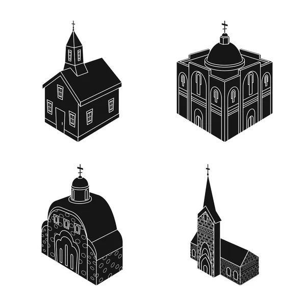 Diseño vectorial del icono de la parroquia y la fe. Conjunto de símbolo de la parroquia y el edificio para la web . — Vector de stock