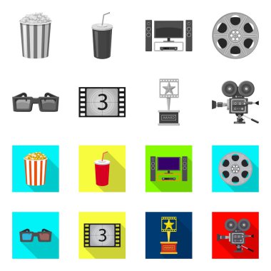 Televizyon ve filme logo vektör Illustration. Televizyon ve hisse senedi vektör çizim ile ilgilenen koleksiyonu.