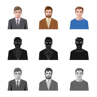 Saç modeli ve meslek simge vektör tasarımı. Hisse senedi için saç modeli ve karakter vektör simge kümesi.