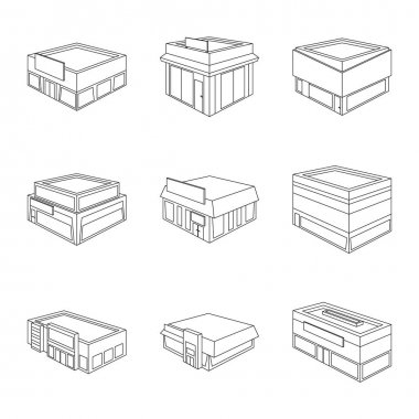 İş ve süpermarket sembolü vektör tasarımı. İş seti ve vitrin stok vektör illüstrasyon.
