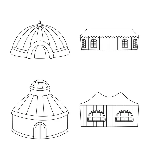 A tető és a hajtogatás szimbólumának izolált tárgya. Tető-és építészeti vektorikon gyűjteménye. — Stock Vector