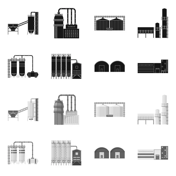 Objet isolé de production et logo de la structure. Collection d'icônes vectorielles de production et de technologie pour stock . — Image vectorielle