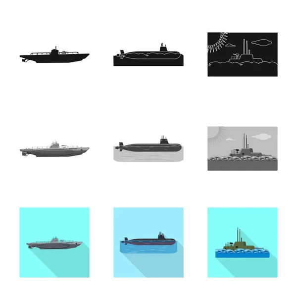 Izolovaný objekt znamení války a lodí. Sada válce a loďstva burzovní symbol pro web. — Stockový vektor
