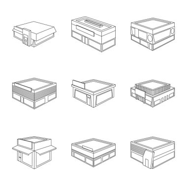 İş ve süpermarket simgesi vektör tasarımı. Hisse senedi için iş seti ve vitrin vektör simgesi.