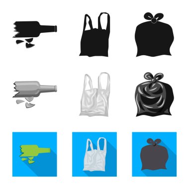 Çöp ve önemsiz logo izole nesne. Stok için atık ve atık vektör simgesi kümesi.