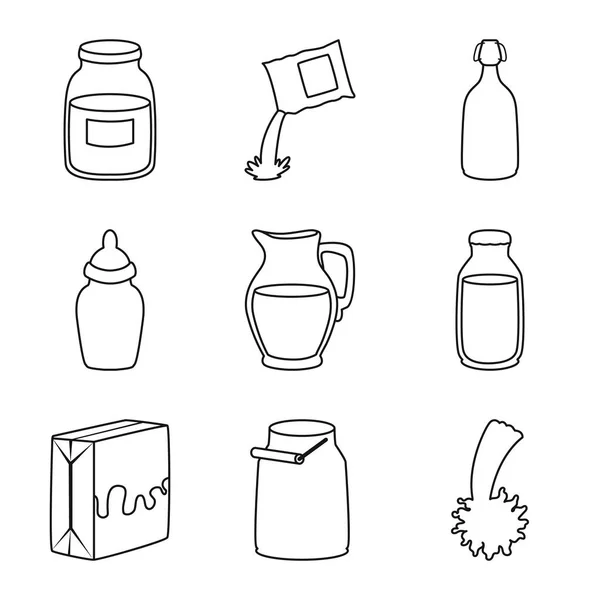 Illustration vectorielle du symbole alimentaire et laitier. Collecte de nourriture et de calcium symbole de stock pour la toile . — Image vectorielle