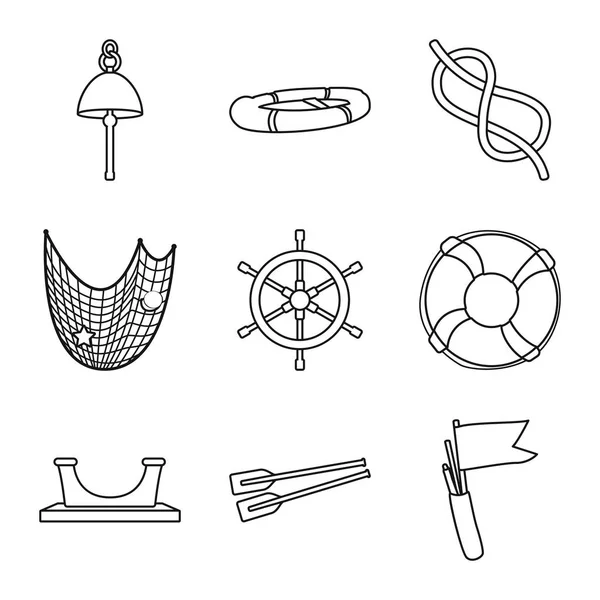 Design vettoriale dell'oceano e simbolo di viaggio. Raccolta di oceano e di viaggio stock simbolo per il web . — Vettoriale Stock