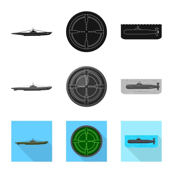 Изолированный объект войны и символ корабля. Набор векторных иллюстраций войны и флота . — стоковый вектор
