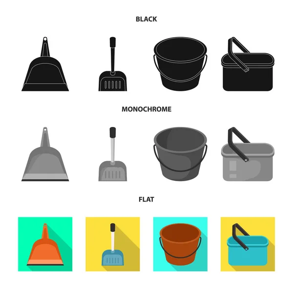 Wektor ilustracja oczyszczania i znak gospodarstwa domowego. Zestaw czyszczenia i mycia ikona wektor dla zapasów. — Wektor stockowy