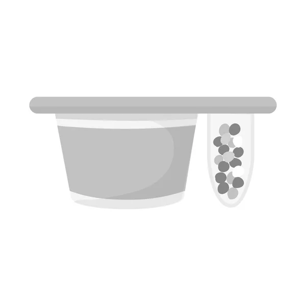 Geïsoleerde object van verpakking en yoghurt teken. Collectie van verpakking en knapperig vector pictogram voor voorraad. — Stockvector