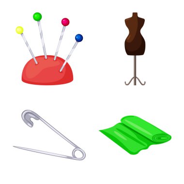 Atölye ve dikiş logosu izole nesne. Stok lar için atölye ve terzilik vektör simgesinin toplanması.