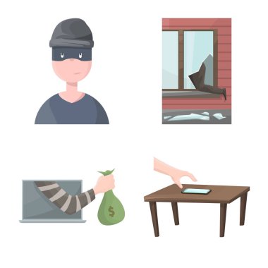 Ceza ve polis işareti vektör tasarımı. Web için suç ve soygun stok sembolü koleksiyonu.