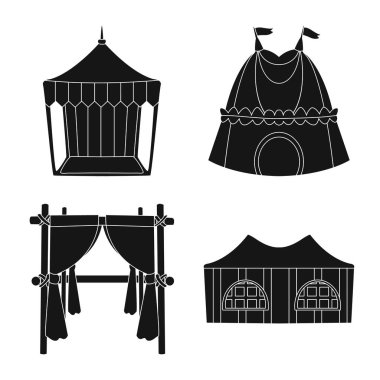 Açık ve mimari simgesinin vektör illüstrasyonu. Açık ve barınak stok vektör illüstrasyon seti.