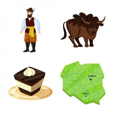 Polonya ve seyahat işareti vektör Illustration. Web için Polonya ve Avrupa stok sembolü koleksiyonu.