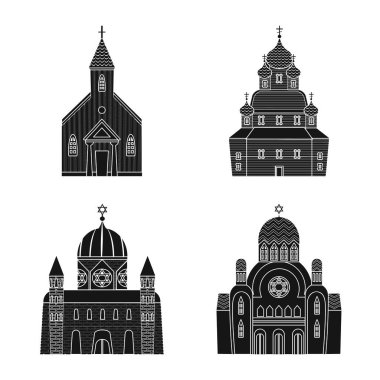 Ev ve kilise işareti izole nesne. Web için ev ve bina stok sembolü koleksiyonu.