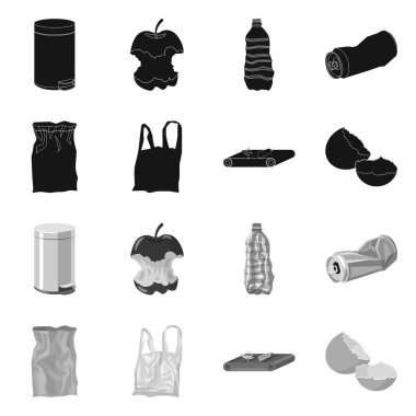 Çöp ve önemsiz logo vektör tasarımı. Stok için atık ve atık vektör simgesi kümesi.