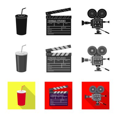 Televizyon ve filme simge vektör tasarımı. Televizyon ve hisse senedi için vektör simge ile ilgilenen koleksiyonu.