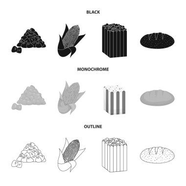 Mısır tarlası ve sebze işareti yalıtılmış nesne. Mısır tarlası ve hisse senedi için vejetaryen vektör simge kümesi.